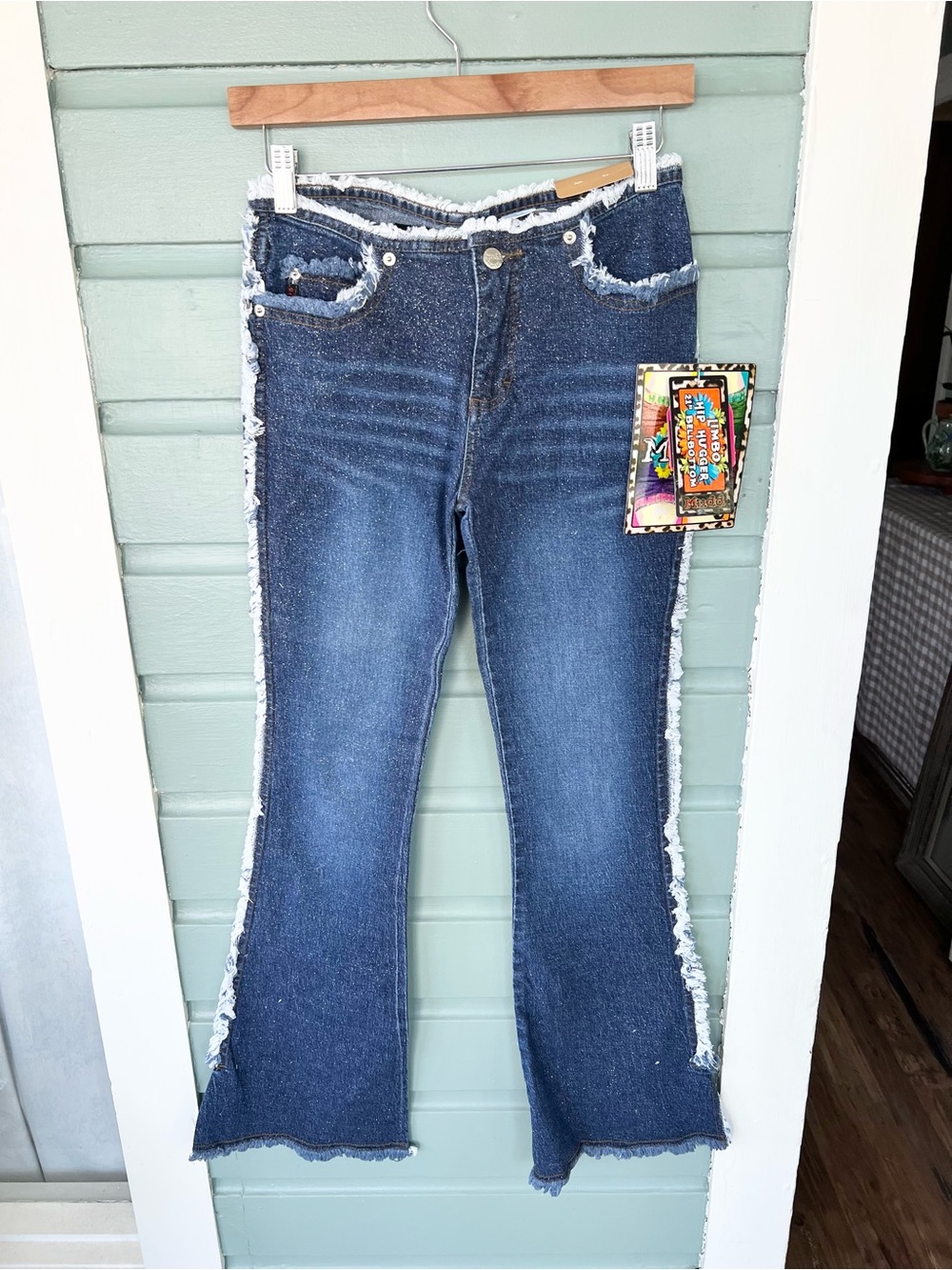 Mudd NEW vintage Y2K deadstock jeans low rise limbo bell bottom flare glitter XS